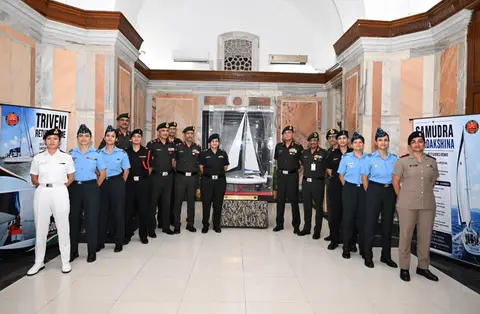 Army Chief Samudra Pradakshina Crew Received in New Delhi