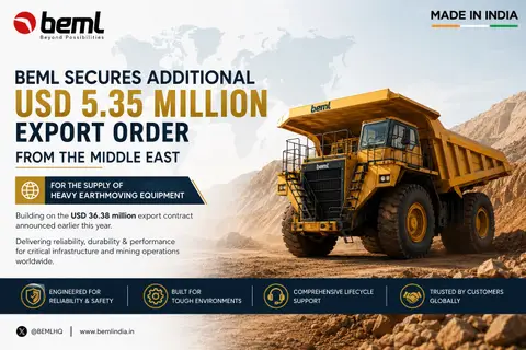 BEML Middle East export order: USD 5.35 million deal adds to USD 36.38 million contract