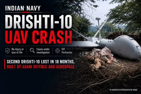 Drishti-10 UAV crash off Porbandar is the second loss in the Navy programme