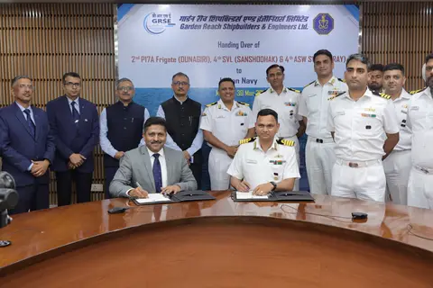 GRSE Warship Delivery: India Receives Three Frontline Naval Platforms in Historic Handover