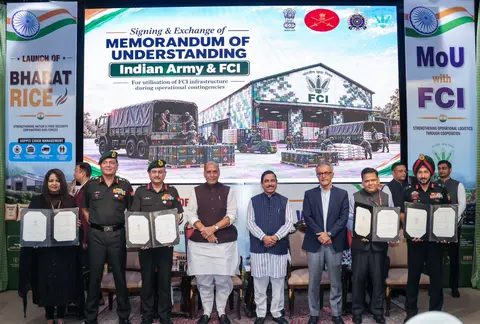 Indian Army Bharat Rice launched as FCI MoU opens godowns for operational contingencies