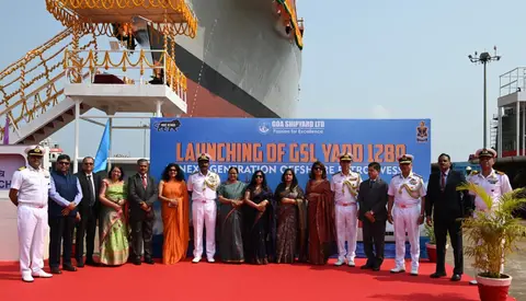 Indian Navy NGOPV Shachi Launched at Goa Shipyard