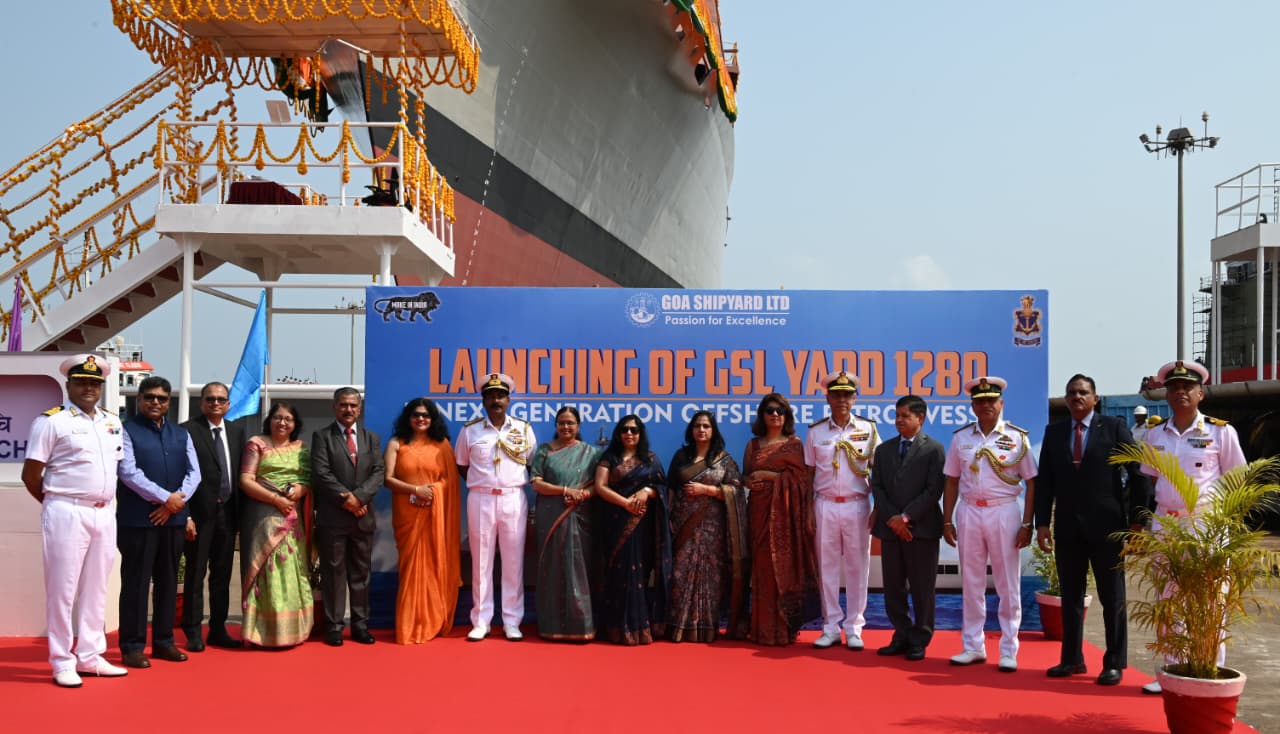 Indian Navy NGOPV Shachi Launched at Goa Shipyard