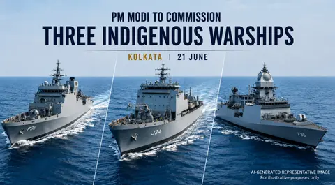 PM Modi to commission three indigenous warships at Kolkata on June 21