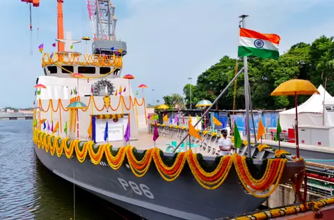 Machilipatnam ASW SWC launch adds seventh Mahe-class craft at Cochin Shipyard