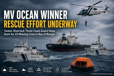 MV Ocean Winner rescue: two survivors recovered as search widens for 22 crew