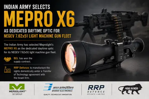 Negev LMG Day Sight: BEL Wins Indian Army Contract for Meprolight MEPRO X6 Optics