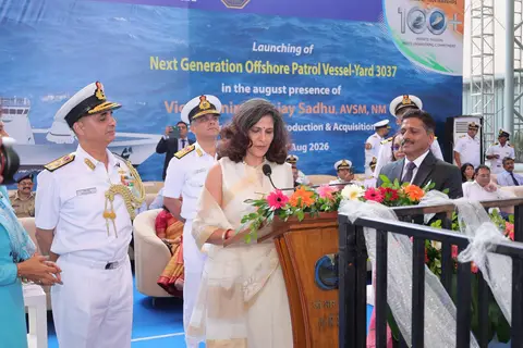 NGOPV Shruti launch puts another indigenous patrol ship in the water at GRSE