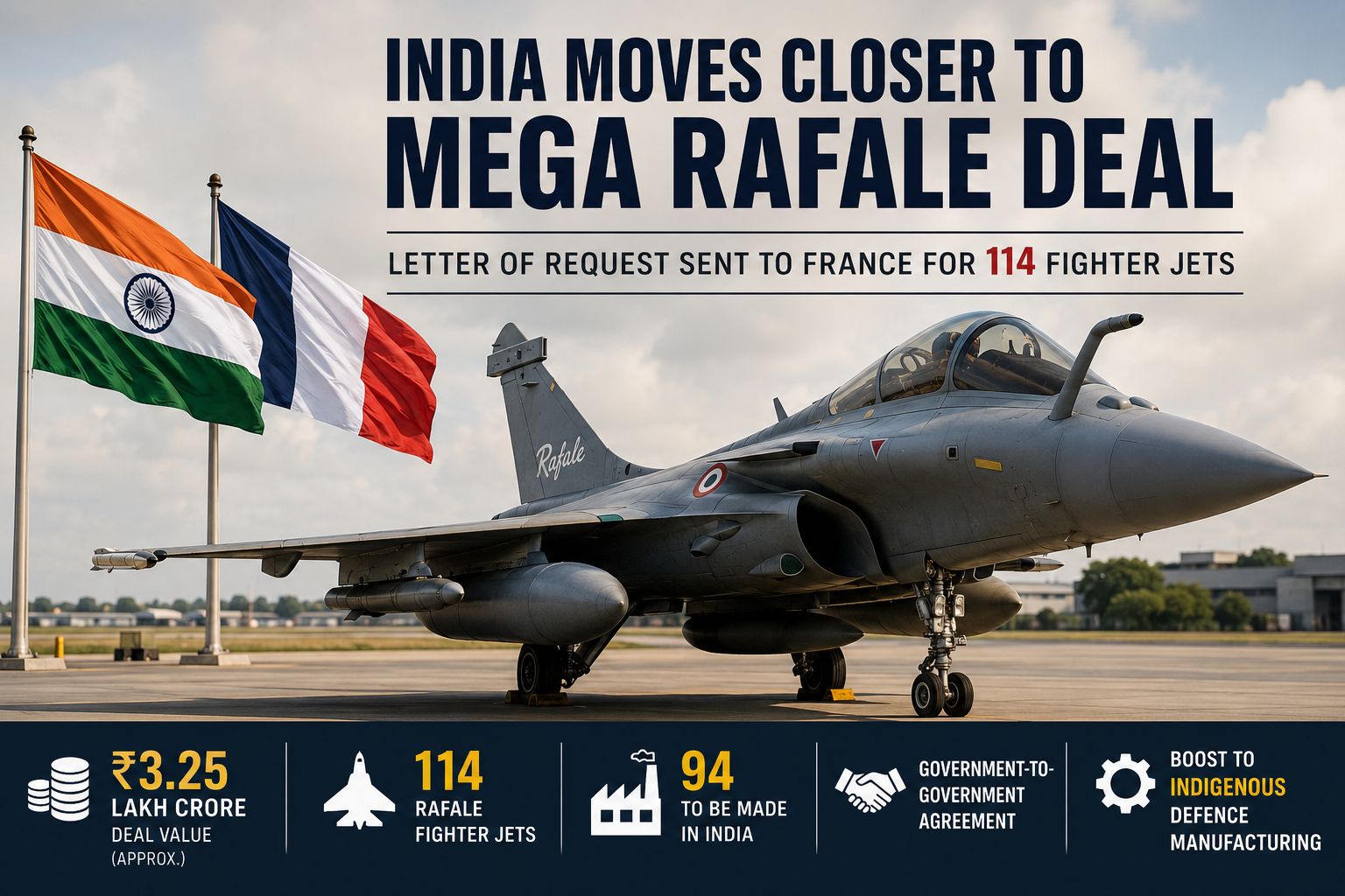 Rafale Deal India: LoR Issued to France for 114 Jets Worth ₹3.25 Lakh Crore, 94 to Be Built Domestically
