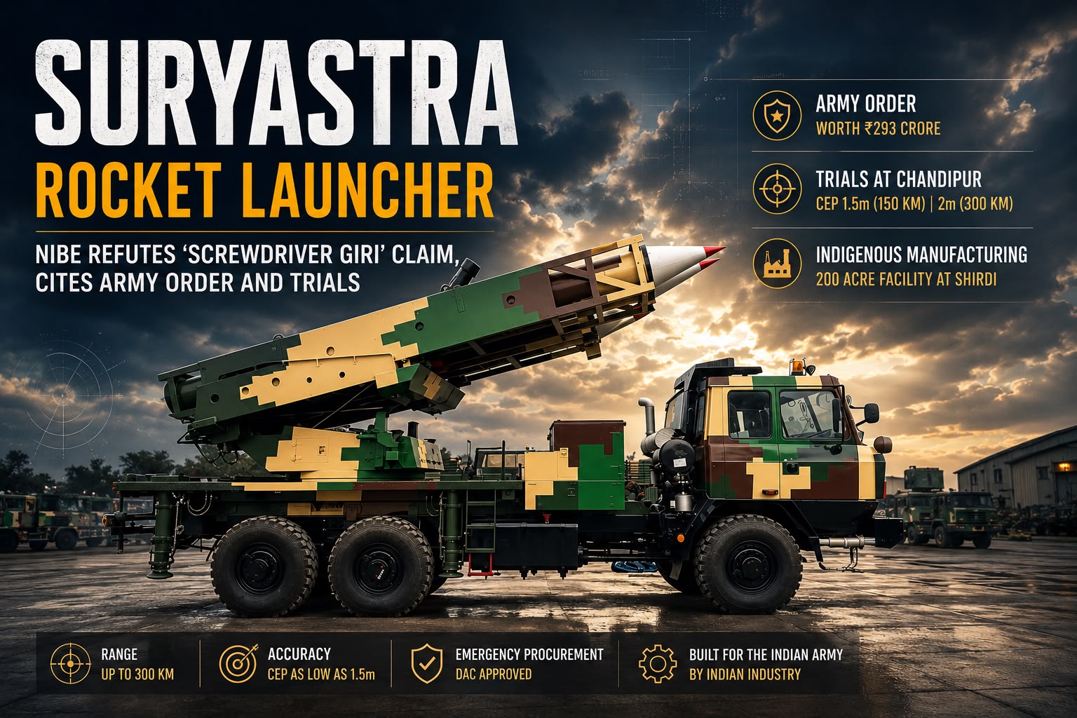 Suryastra rocket launcher: Nibe refutes screwdriver giri claim, cites Army order and trials