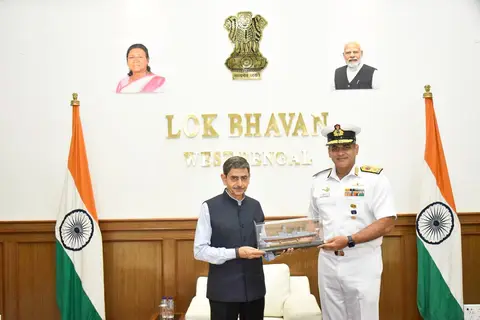 Vice Adm Sanjay Bhalla calls on Bengal Governor R.N. Ravi in Kolkata