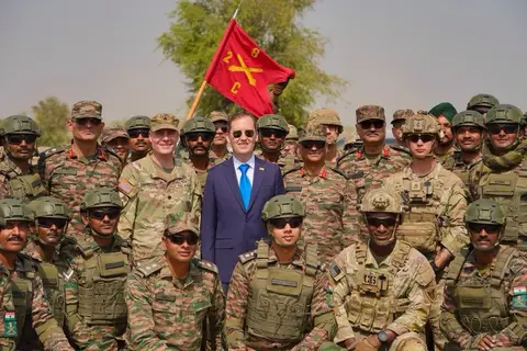 Yudh Abhyas firepower demonstration: US Ambassador Sergio Gor watches Indian and US troops fire together at Mahajan